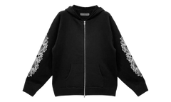 Cashmere Embroidered Floral Sleeve Zip-Up Hoodie "Black" CHRM1011