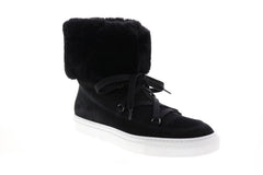 Aquatalia Valarie Suede Shearling Womens Black Suede Zip Laced Boots
