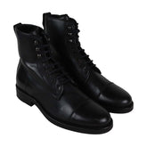 Aquatalia Odell Waxy Pul Up Sherling 34M0083 Mens Black Casual Dress Boots