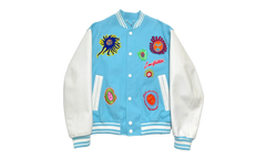 Embroidered Faces Varsity Jacket "YK - Blue" 1AB8H8