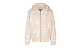 Rhinestone Cotton Wreath Zip Hoodie "Oatmeal" DT027