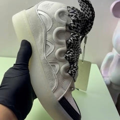 Leather Curb Sneaker White