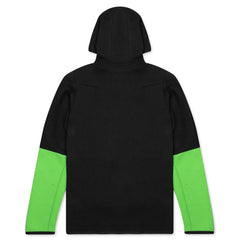 Sportswear Tech Fleece Full Zip Up Hoodie - Black/Mean Green