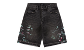 Splatter Embroidery Denim Shorts "Black" P059 UBSB226