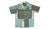 Short Sleeve Bandana Print Silk Button Up Shirt "Green" Y0M06227SE GREE