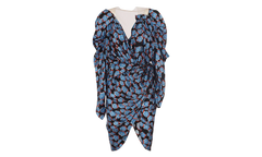 SILK FLORAL DRAPED MINI DRESS "Blue" RW DR0222 5307 E22 1020