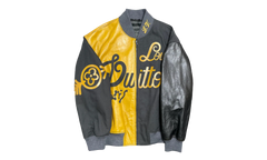 Mix Canvas Leather Bomber Jacket "Gold Black" 1AB987