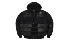 Opium K9 Dogbiter Hooded Leather Bomber Jacket "Black Silver" PP028