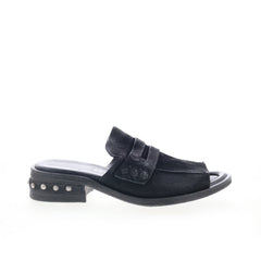 Gino B18003-201-6002 Womens Black Leather Mule Flats Shoes