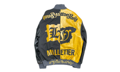 Mix Canvas Leather Bomber Jacket "Gold Black" 1AB987