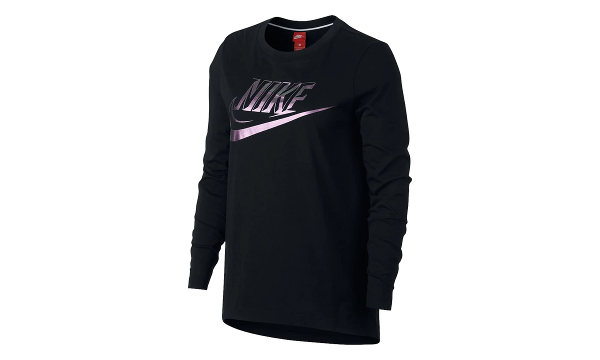 Foil Swoosh Logo Long Sleeve T-Shirt WMNS"Black/ Purple" 874120 010